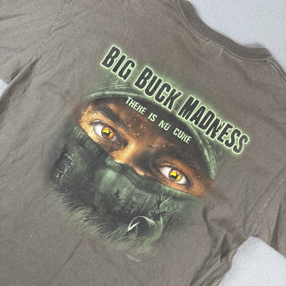 Y2K Hunting Shirt Brown Men's Size XL Big Buck Madness There is‎ No Cure